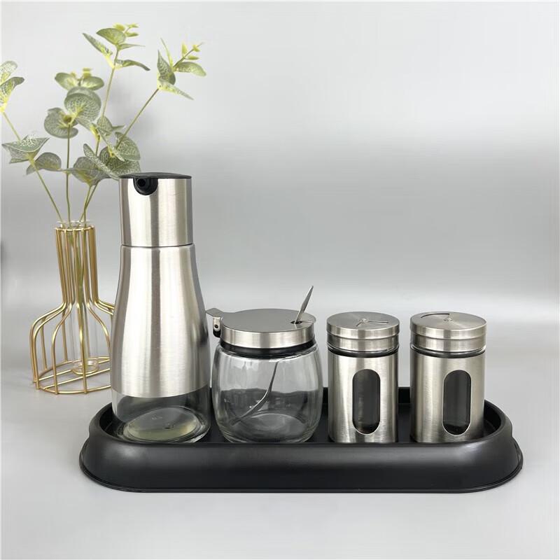 Stainless Steel Glass Seasoning Jar & Bottle Sets