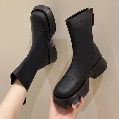 Fashion Women's Shoes Round Toe Shoes Ladies Fashion Platform High Heels Short Boots 2024 Ladies Ankle Boots Botas Mujer 20244 New