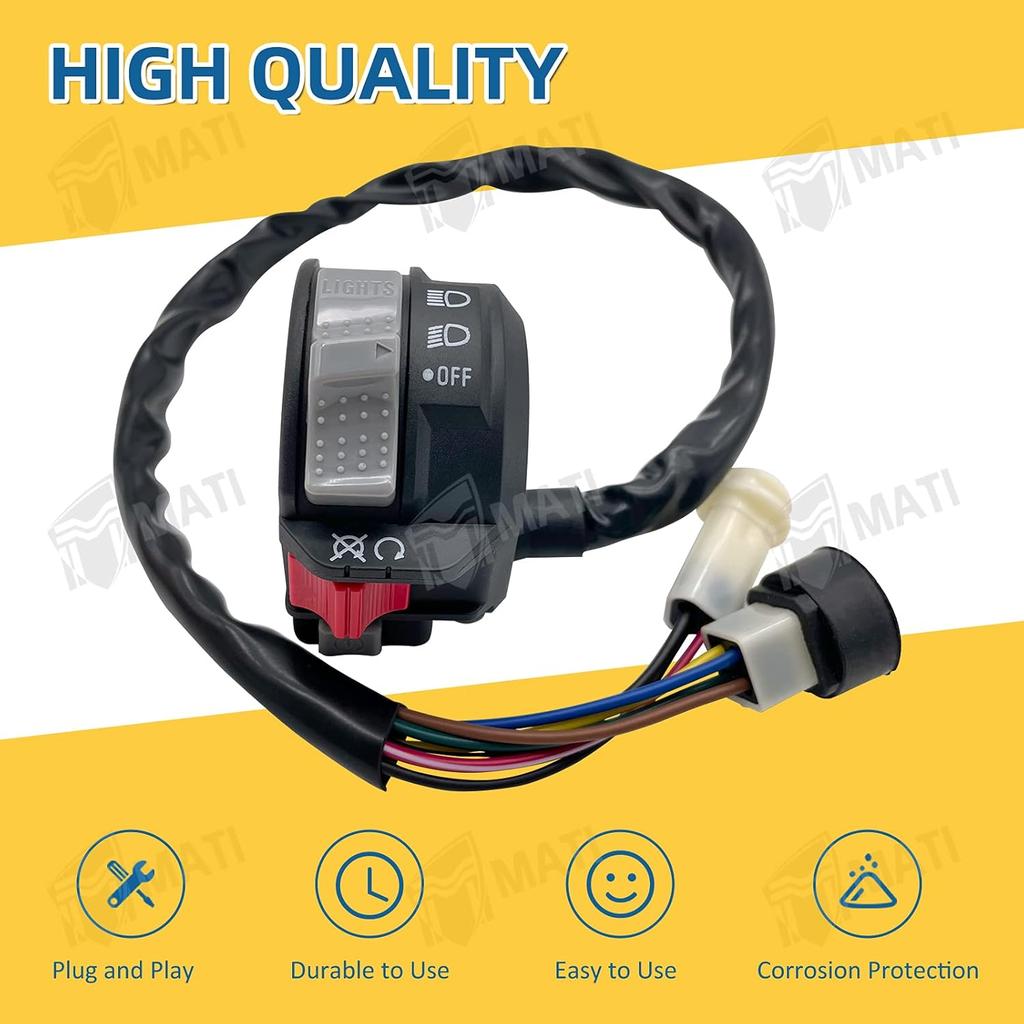 M MATI Left Handlebar Control Engine Start Run Off Headlight Switch For Yamaha Big Bear 350 Warrior 350 Moto-4 225/250/350 PRO-4 Terra Pro