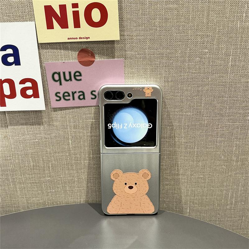 For Samsung Galaxy Z Flip 6 5 4 3 Case Z Flip6 ZFlip6 Cartoon Panda Bracelet Electroplated Silver Shockproof Back Cover
