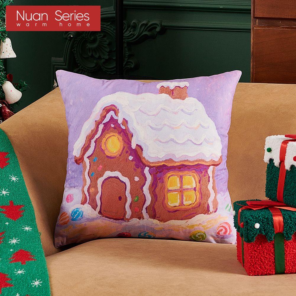 1PC Nuan Series Christmas Pillowcase Cartoon Pattern Printed Soft Cushion Cover for Sofa Living Room Bedroom Home Decor Party Decor