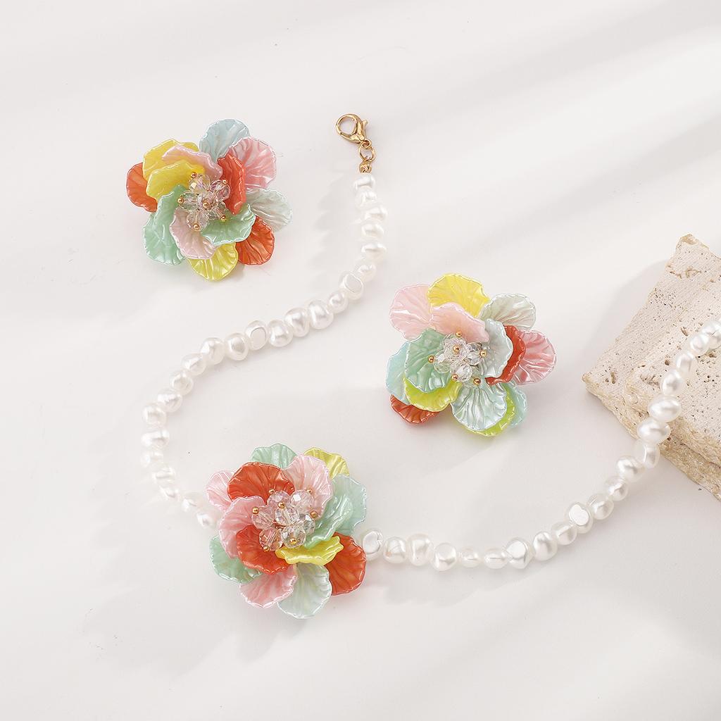 Romantic 3D Camellia Pearl Necklace French Vintage Style Floral Pendant Choker Dainty Women Jewelry Gift