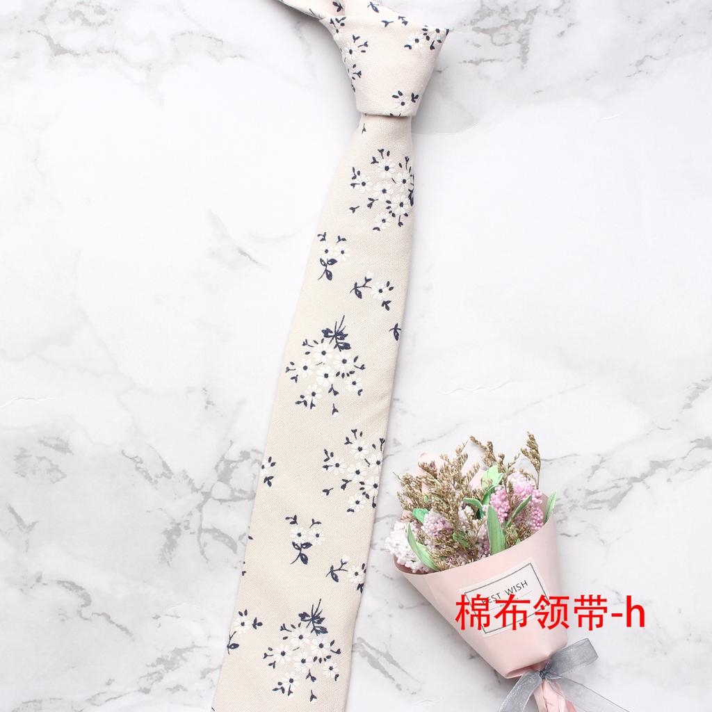 Men'S Cotton Printed Casual Tie, Floral Wedding Groom Dress Tie 7Cm Tie Men
