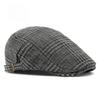 Unisex Plaid Flat Cap Japanese Retro Tweed Woolen Ivy Cap British Style Gatsby Cabbie Hat Autumn Winter Adjustable