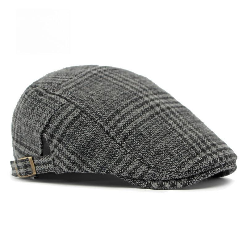 Unisex Plaid Flat Cap Japanese Retro Tweed Woolen Ivy Cap British Style Gatsby Cabbie Hat Autumn Winter Adjustable
