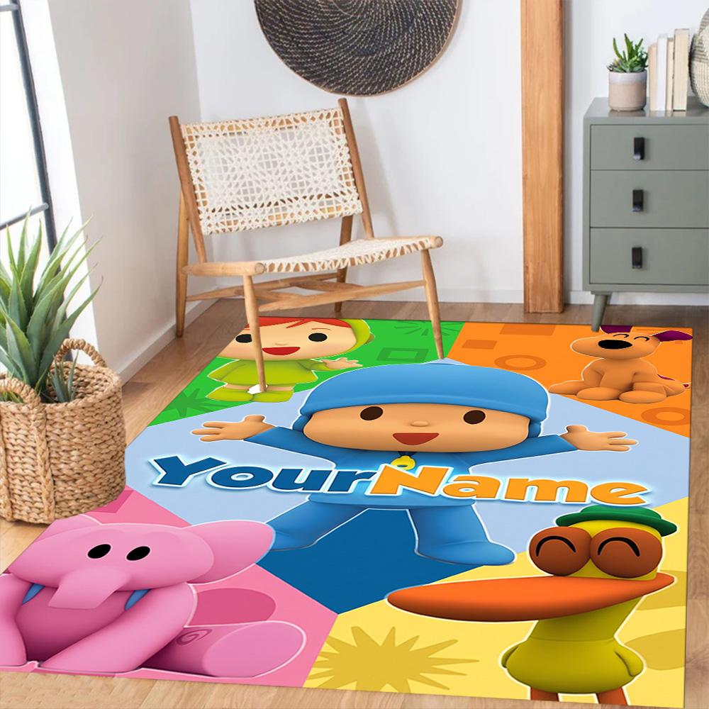 Pocoyo Customized Name Floor Rug Office Rug Perfect for Dining Room Study Room Living Rooms Bedrooms Antislip Carpet Anime Office Decor