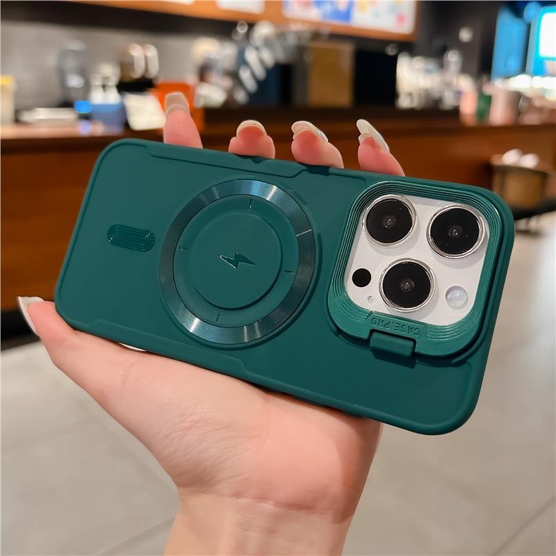 Applicable iPhone17 mobile phone case matte Apple 15 lens holder magnetic protective case 16 pro premium sense