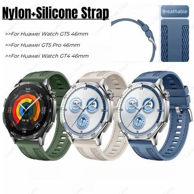 Cinturino per orologio da 22 mm per Huawei Watch GT5 Pro 46mm gt4 Cinturino traspirante in nylon intrecciato in morbido silicone Bracciale Cinturino delicato sulla pelle correa