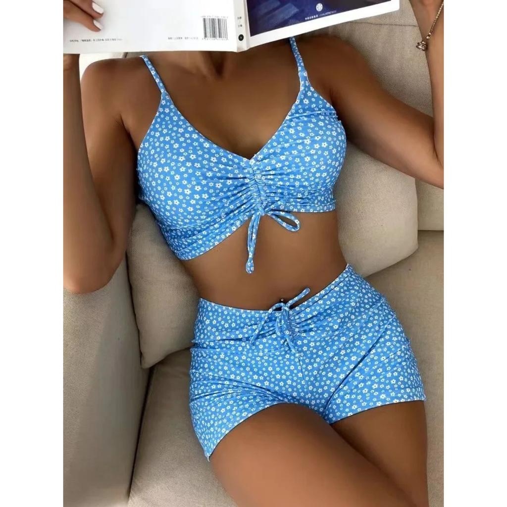 High Waist Bikini Swimsuit Women 2024 Push Up Bikini Floral Swimsuit Print Bikini Boxers Swimwear Swim Trunks Bathing Suit