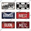 Putuo Decor French City Metal Sign Licenses Plate Plaque Metal Vintage Tin Sign Decor Bar Pub Man Cave Club Decoration