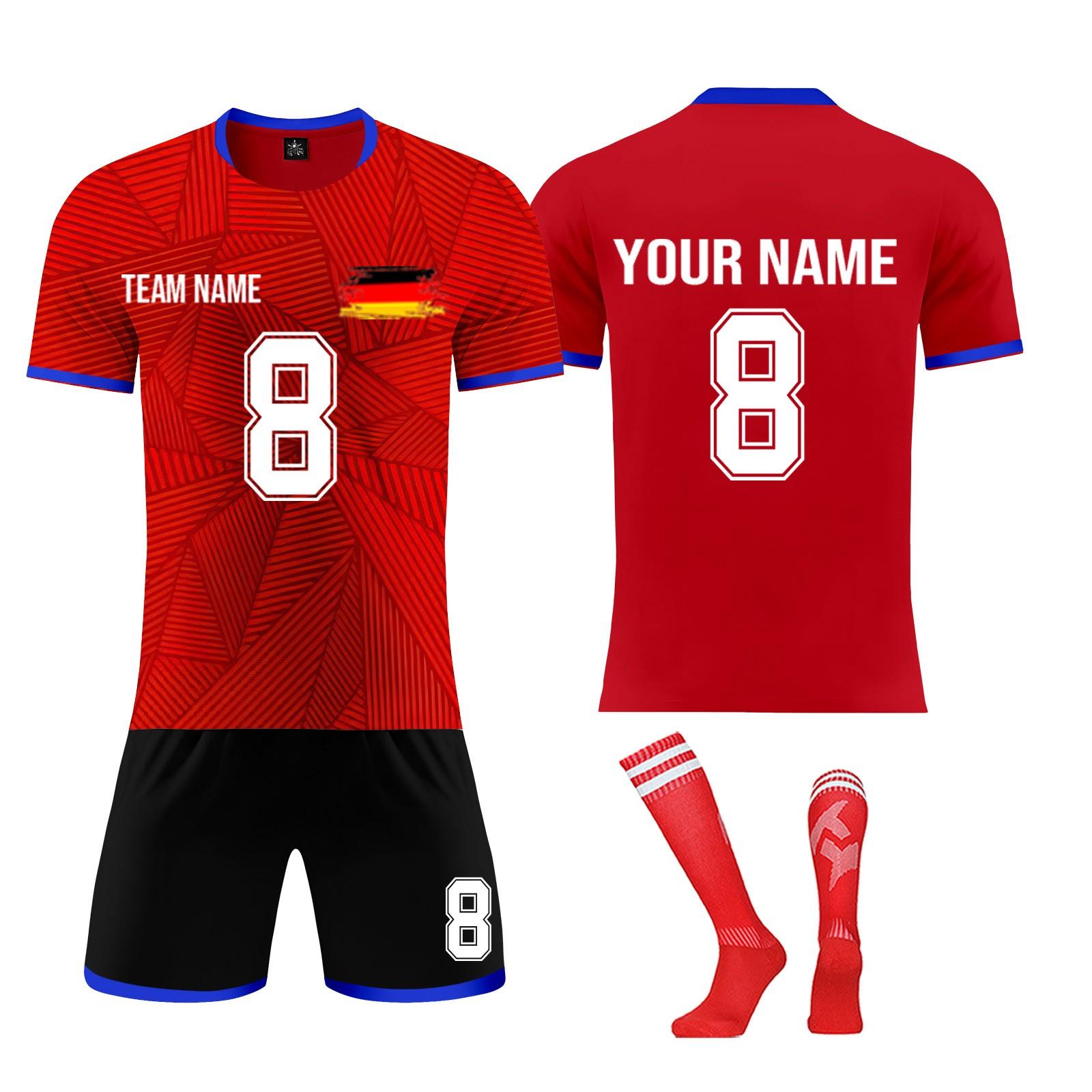 

Комплект персонализированных рубашек для мужчин и девочек с именем и номером, футбольные майки на заказ для мальчиков, тренировочный костюм 24 красный