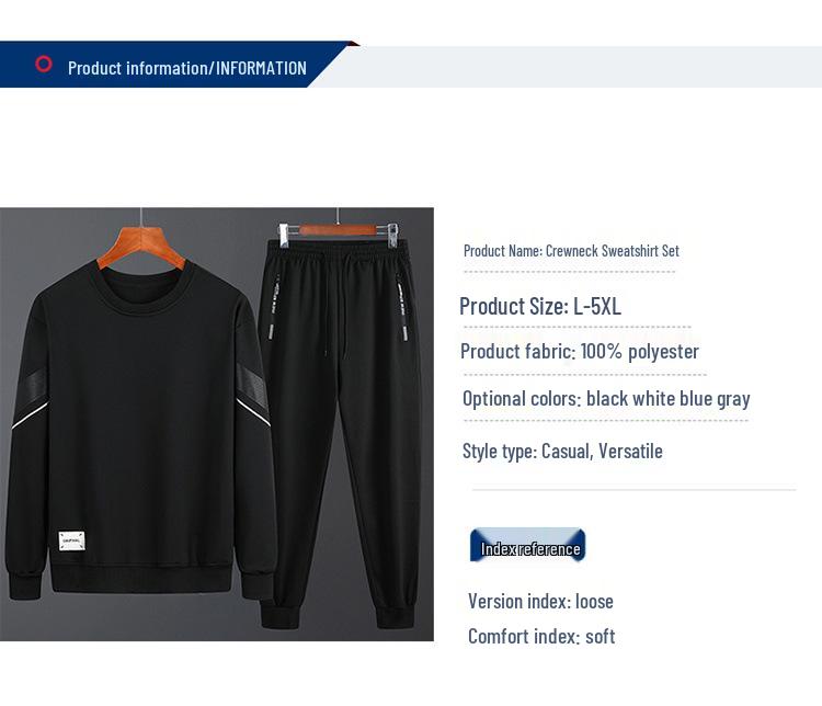 Conjunto Casual Esportivo Masculino de Suéter e Calças - Caimento Solto, Gola Redonda, Duas Peças para Primavera e Outono
