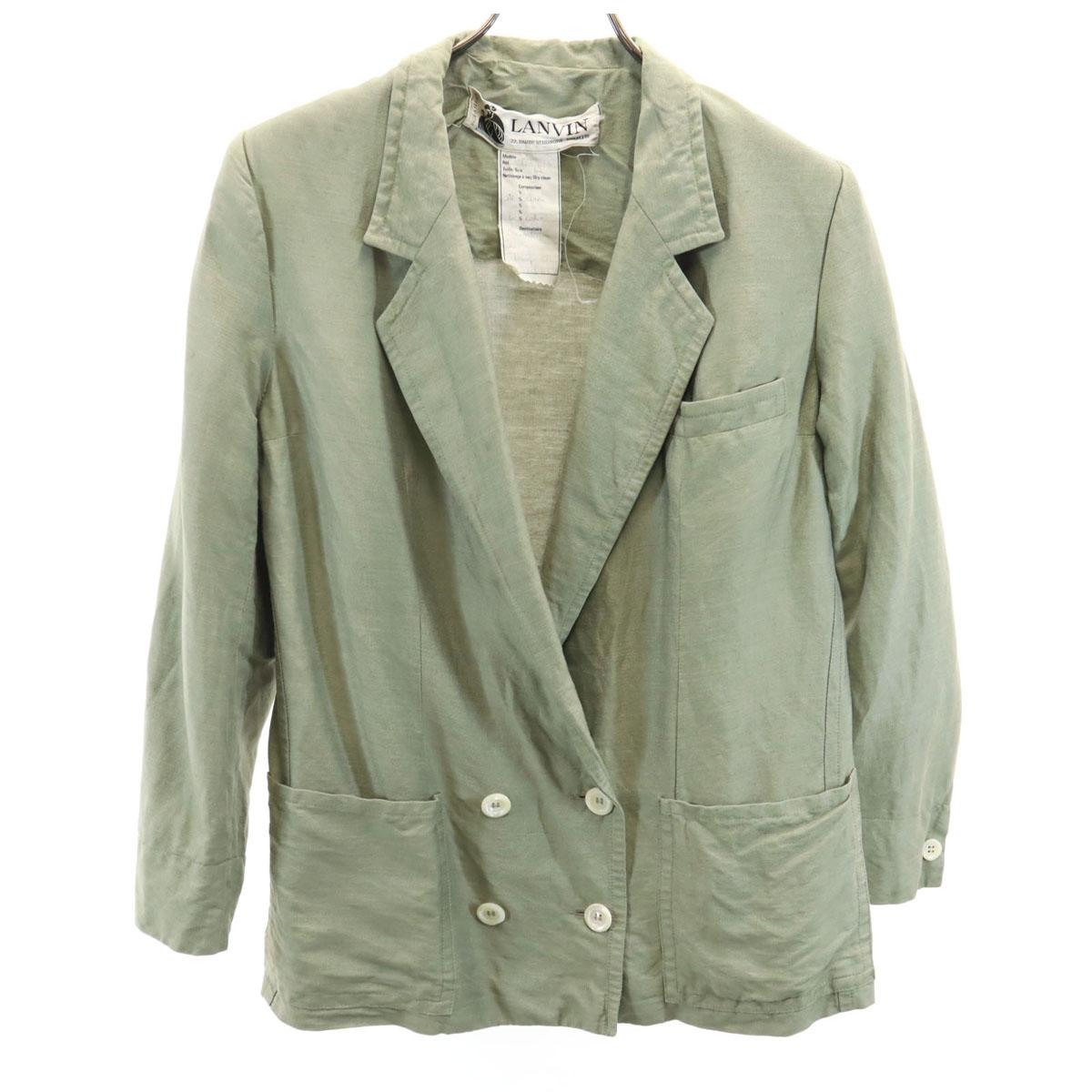 

LANVIN 80-е Винтажный пиджак двойного покроя из Франции, смесь льна, 42 Женский, Б/У