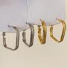 PONYKISS Sterling Silver 18K Gold Square Hoop Earrings for Women Classic Geometric Fine Personality Accessories