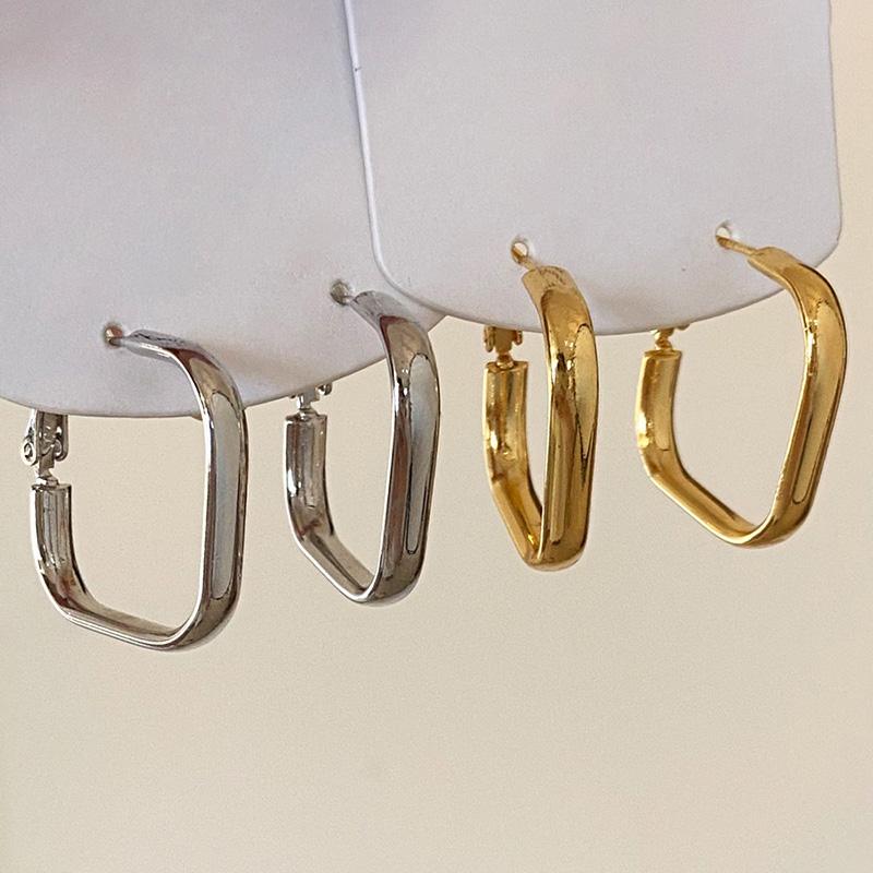 PONYKISS Sterling Silver 18K Gold Square Hoop Earrings for Women Classic Geometric Fine Personality Accessories