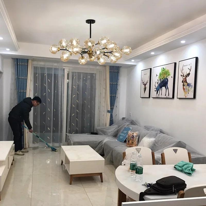 Nordic luxury living room glass ball chandelier home decoration dining room kitchen bedroom ceiling chandelier indoor lighting