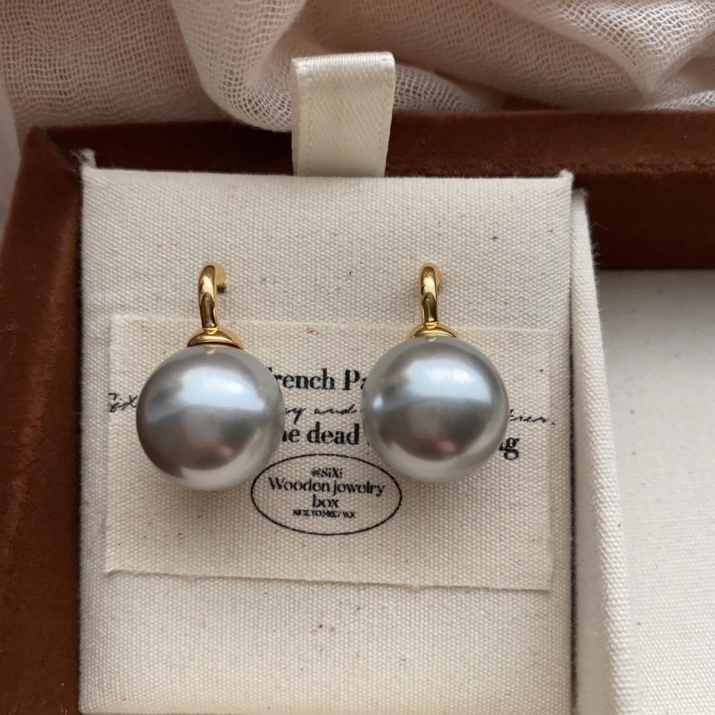 Unique Niche French Retro Cold Wind High-End Ear Buckle Brass 22K Real Gold Simple Circle Temperament Earrings