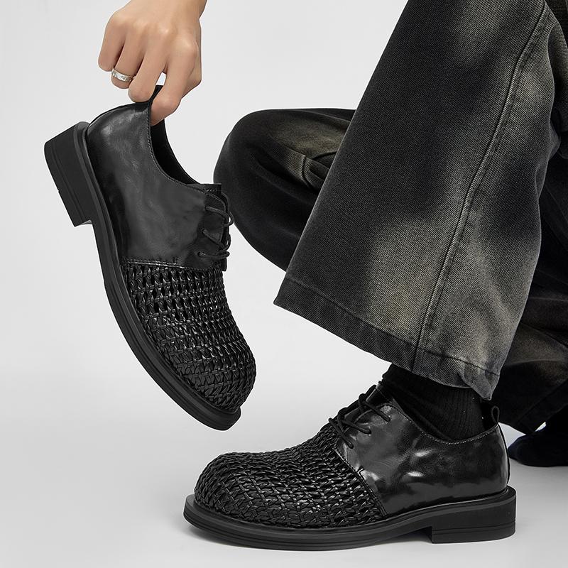 Fashion Trendy Men's Thick Soled Leather Shoes Handmade High-quality Styles Fashion Party Daily Leisure and Business Breathable Shoes