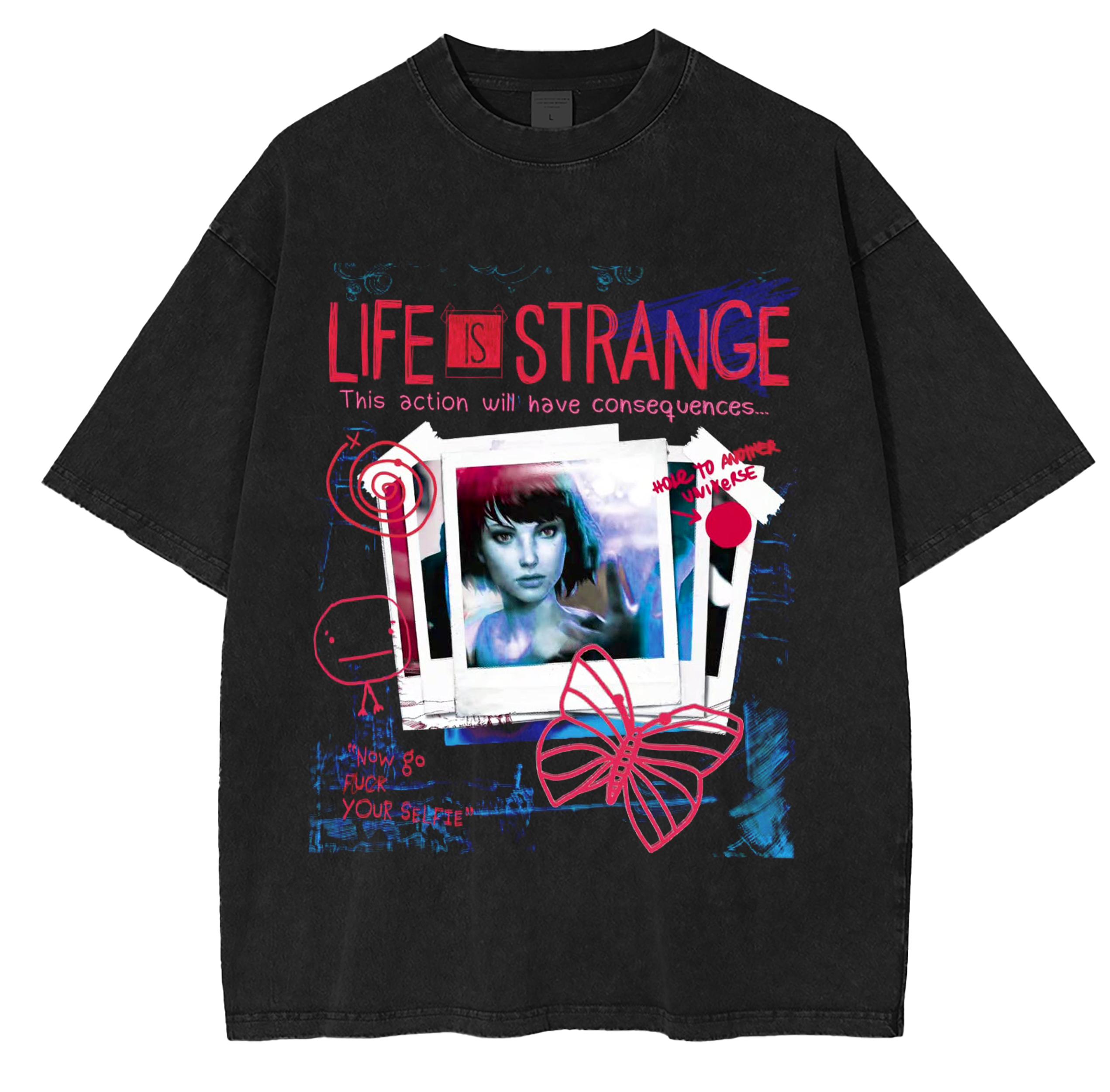 

Life is Strange Anime Lover Washed Tshirt Year round clothing personality Clothes Plus Size Unisex NewModel Couples soft tees S