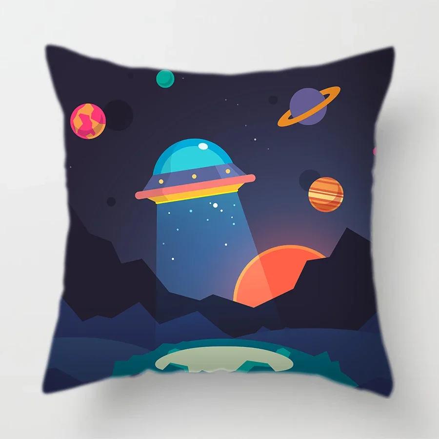 45X45Cm Universe Theme Cushion Cover Space Dream Astronaut Planet Decorative Pillows Case For Sofa Home Kids Room Pillowcase
