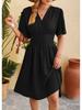 2024 Spring/Summer Women's V-Neck Waist-Cinching Flared Sleeve Dress