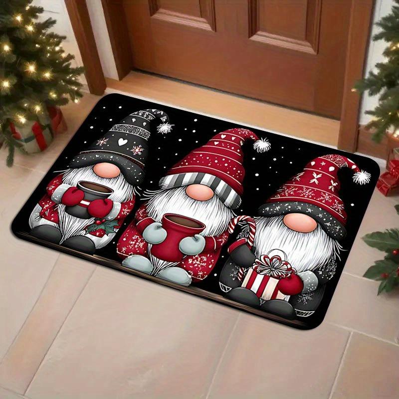 1pcThree Dwarfs Christmas Theme Doormat, Non-slip Floor Mat for Living Room, Bedroom, Bathroom, Holiday Home Decoration