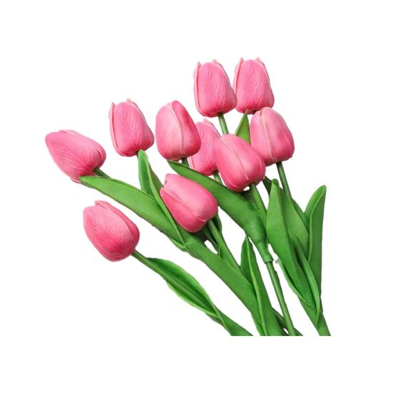 10 Pcs Artificial Tulip Flowers Faux PU Tulip Bouquet with Long Stem Real Touch Flower Arrangement for Wedding Table Centerpiece Mother's Day Spring
