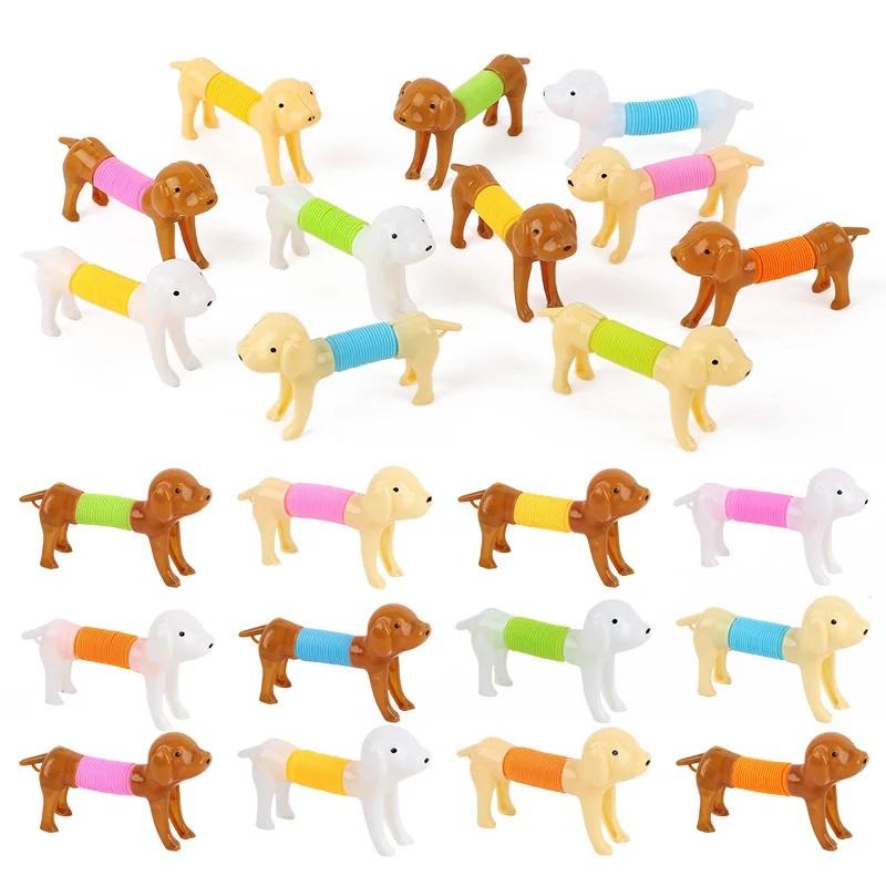 Toys Durable Colorful Stretchable Dog Toy 6/12PCS Telescopic Spring Animals Sensory Stress Relief Squeeze Interactive Pet Puzzle