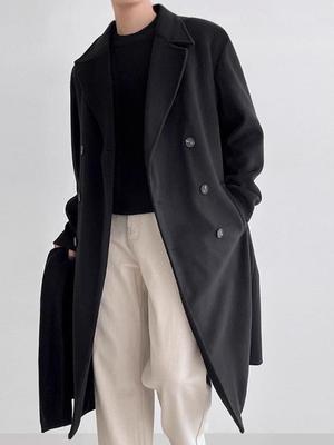 Men's Korean Style Woolen Trench Coat - Autumn/Winter Mid-Length, Trendy Loose Fit, Handsome Youth Style.