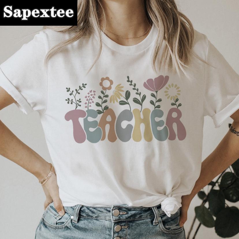 Fashion Letter Teacher Flowers 90s Print Clothing Women TShirt Aesthetics Graphic White Short Sleeve Polyester Womens T Shirt
