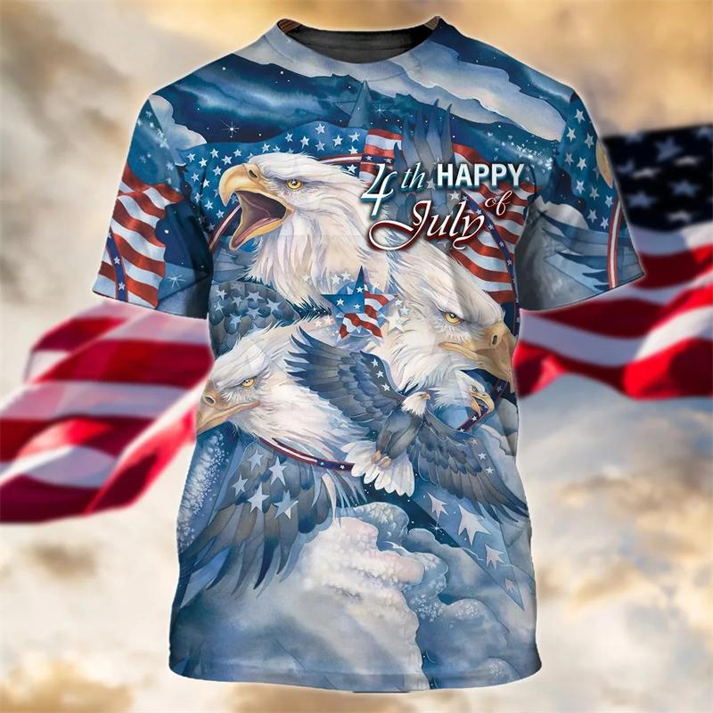 USA Flag Graphic T-Shirt Men Women Independence Day 3D Printed T Shirts Eagle American Flag Men's T-Shirts Summer Tops Tees