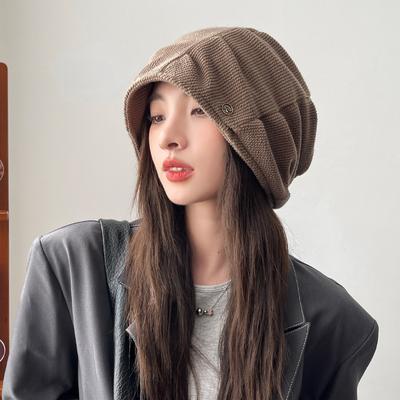 Autumn and Winter Hats Women's Big Head Circumference Headgear Early Autumn Thin Face Small Cold Hat Versatile Pile Hat Tide