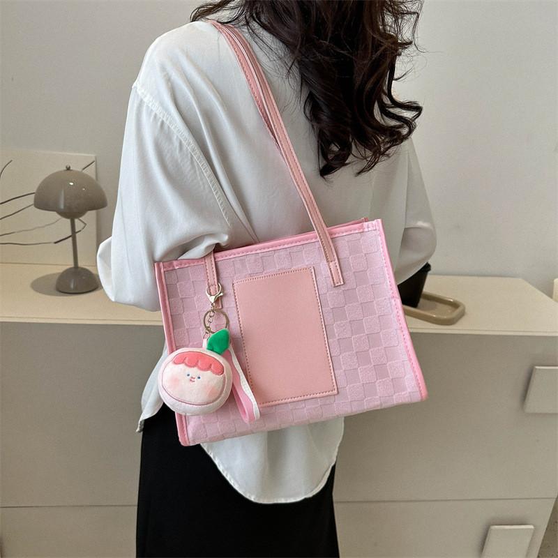 Vintage Student Tote Bag For Women Fashionable Casual Large Capacity Shoulder Bag