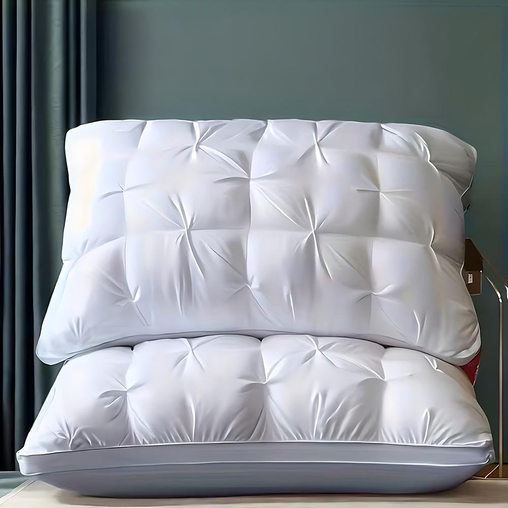 1/2-Pack 3D Bread-Shaped White Pleated Pillow – Ergonomic Neck & Spine Support, Moisture-Wicking, Ideal for Relaxing Sleep, Bedroom, 74×48cm