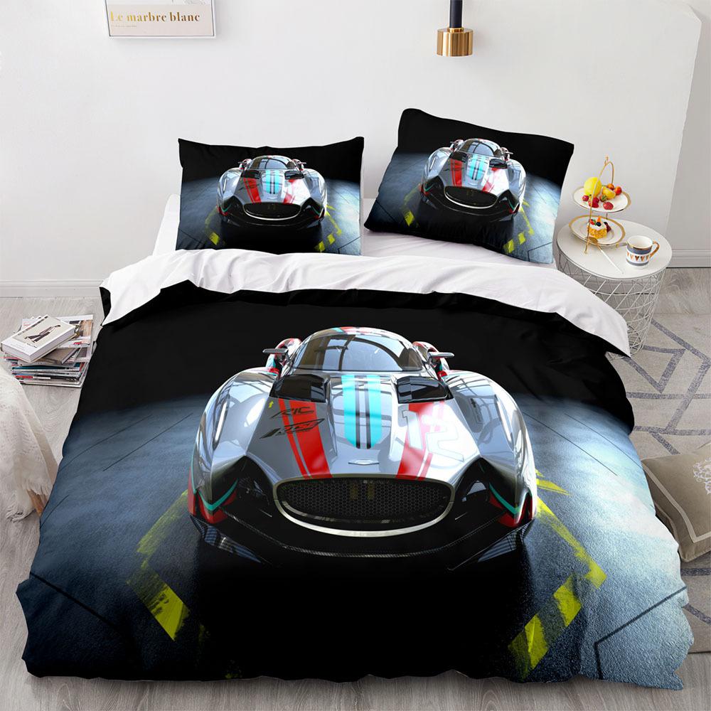 Sports Car Duvet Cover Sets Full Size,3 Piece Race Car Bedding Sets With Pillowcases For Teens Boys 2/3pcs Polyester Quilt Cover