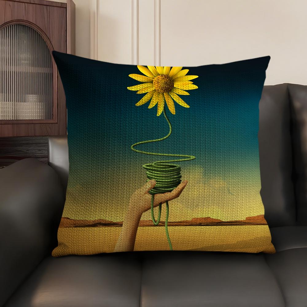 SSalvador Dali Pop Art Cushion Cover Natural Linen Organic Fabric DoubleSided Printing Sofa Home Decor Gift Pillow Case