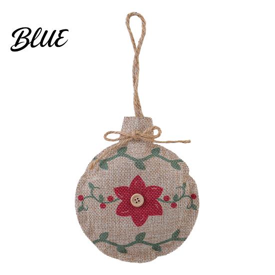 Vintage Style Xmas Hanging Decoration Ornaments Rustic Burlap Christmas Tree Decor Linen Fabric Ball Stocking
