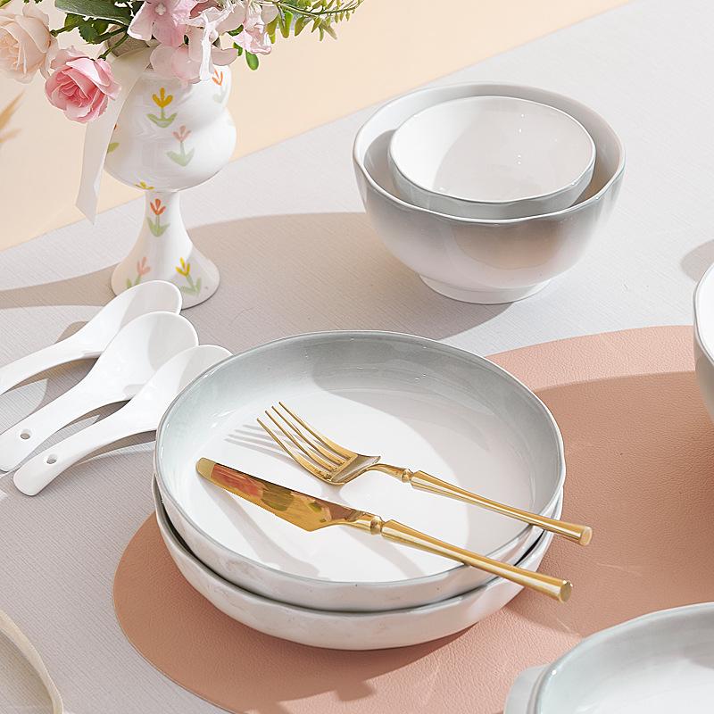 Simple Gray Gradual Change Bowl Set Household Dish Plate Combination High Value Gift Box Housewarming Gift Tableware