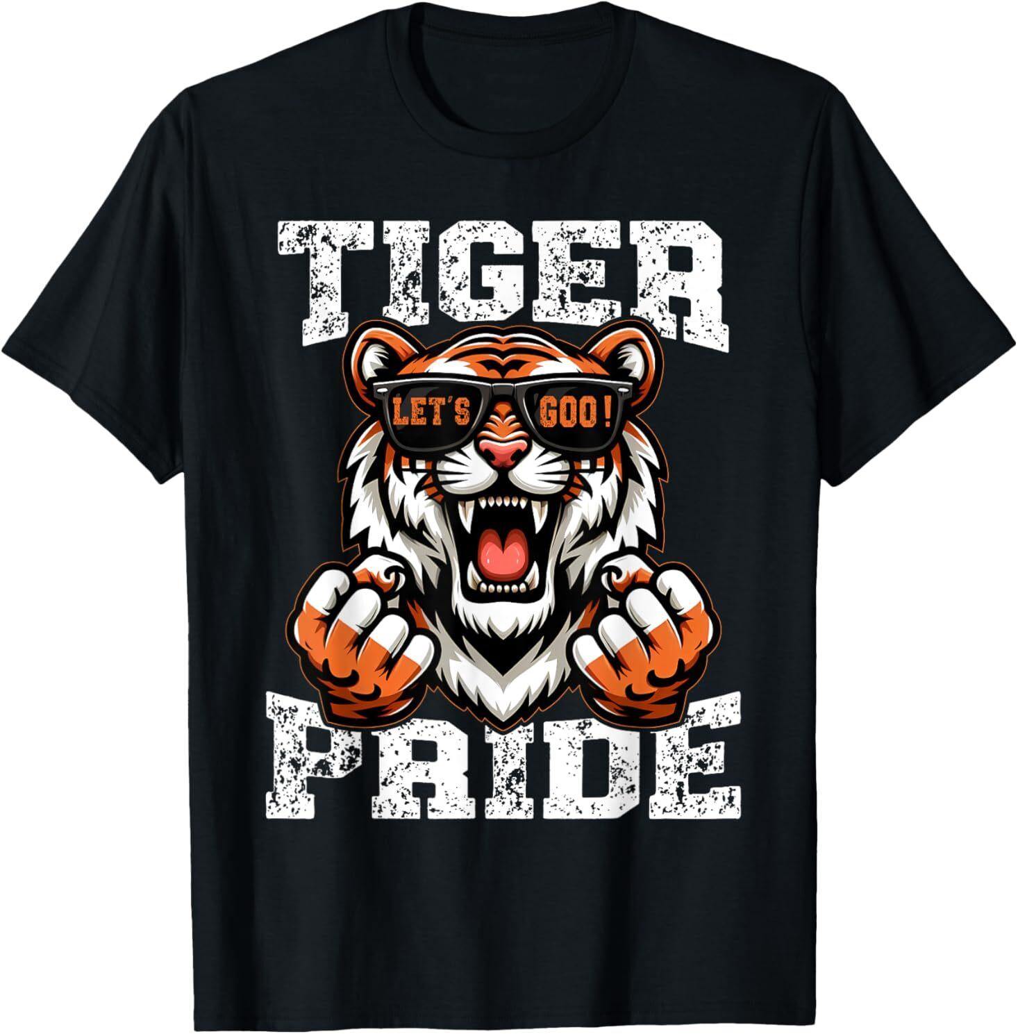 Retro Vintage Tiger Pride School Sports Team Tiger Mascot T-Shirt M