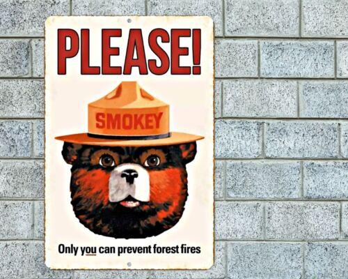 Only You Can Prevent Forest Fires Sign Aluminum Metal x Smokey The Bear 20x30cm（7.8x11.8inch）
