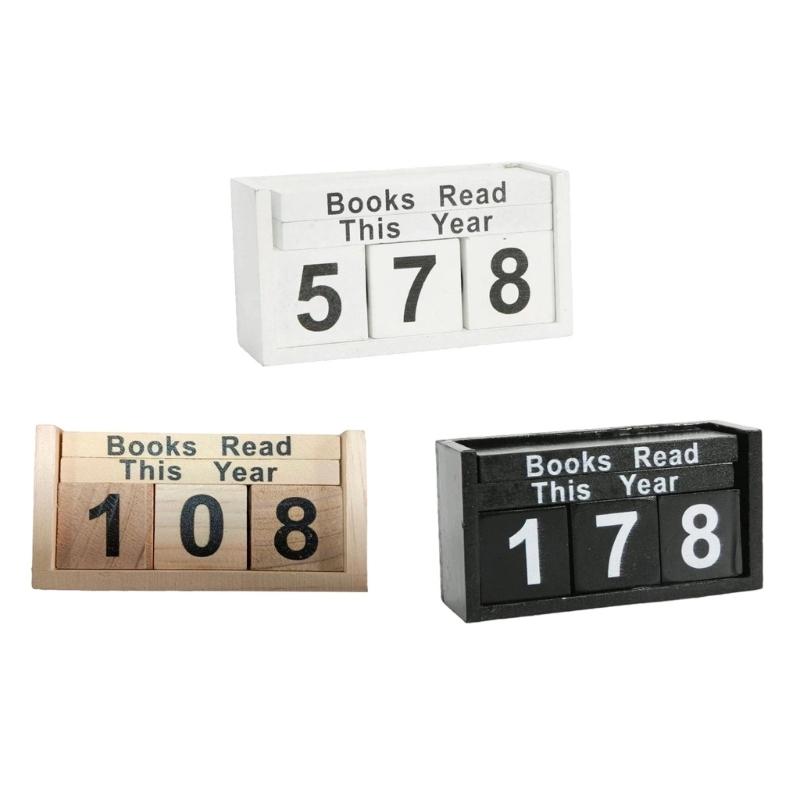 Wooden Books Read This Year Counter Sign for Tracking Reading Progress Numbered Desktop Ornament Book Enthusiasts Gift