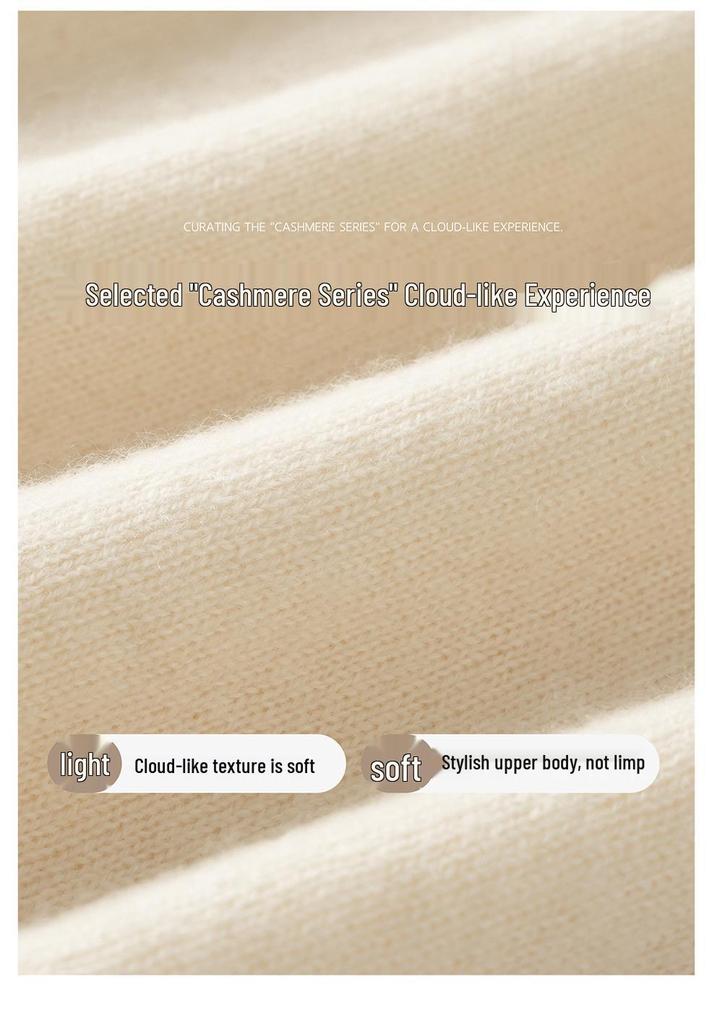 Women's 100% Cashmere Half-High Collar Sweater - Autumn/Winter Loose Knit Pullover