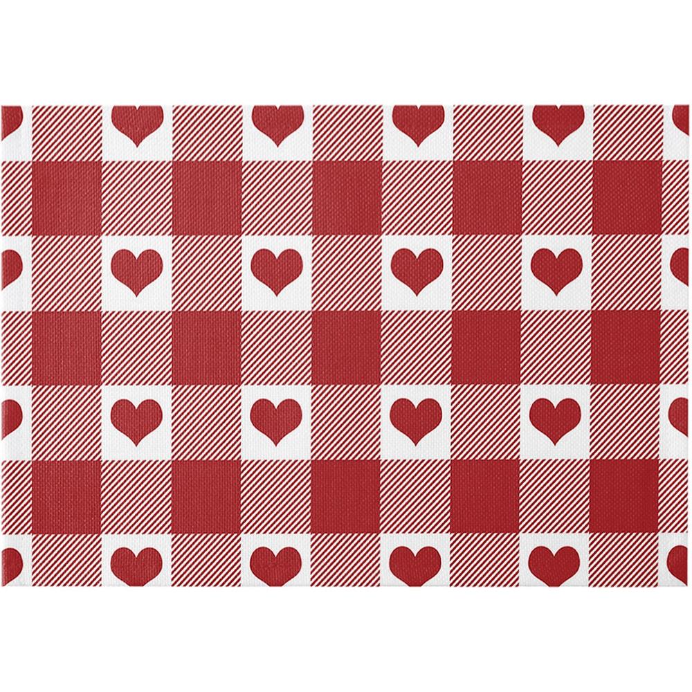 

День святого Валентина Плейсмат Хлопок Лен Клетка Буффало Плед Сердца Любви 4pcs,30*45cm