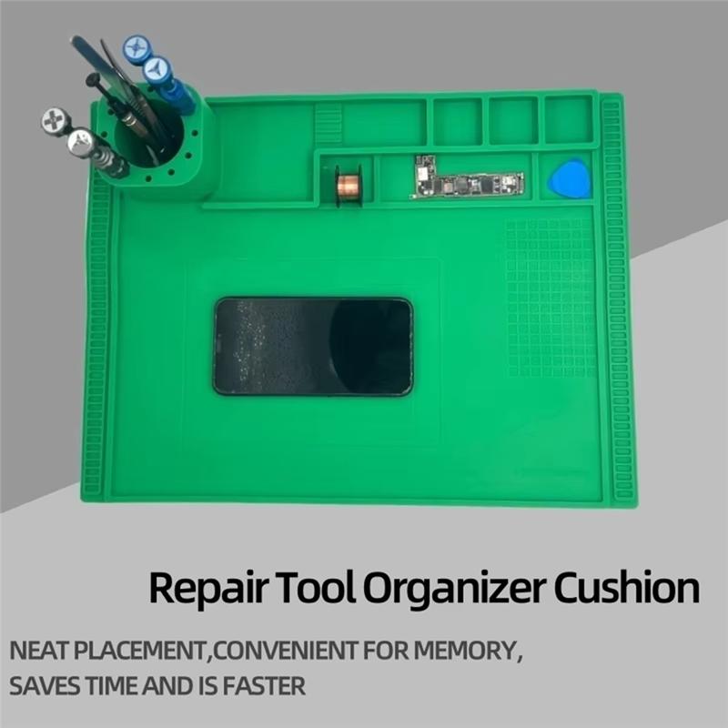 

A23I-Adsorption Soldering Mat Platform Heat-Resistant Magnetic For BGA Soldering Station Silicone Repair Pad 400X300mm зелений