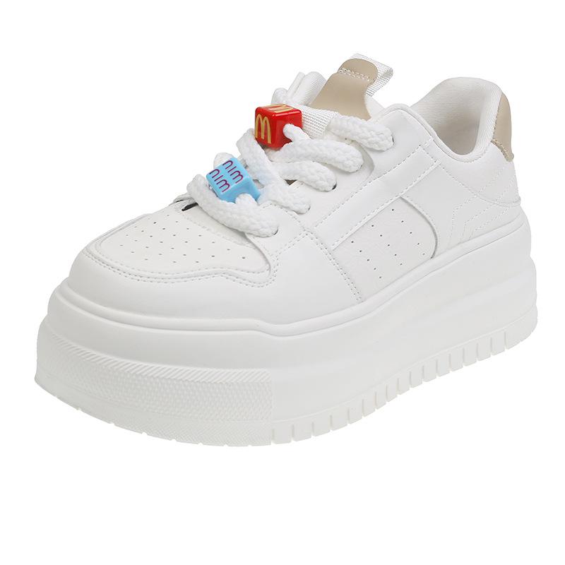 

2025 весна новые на толстой подошве маленькие белые туфли женские увеличивающие рост повседневные спортивные туфли универсальные кеды 40 абрикосовый