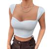 T-shirt da donna slim fit con scollo quadrato ultracorta senza maniche