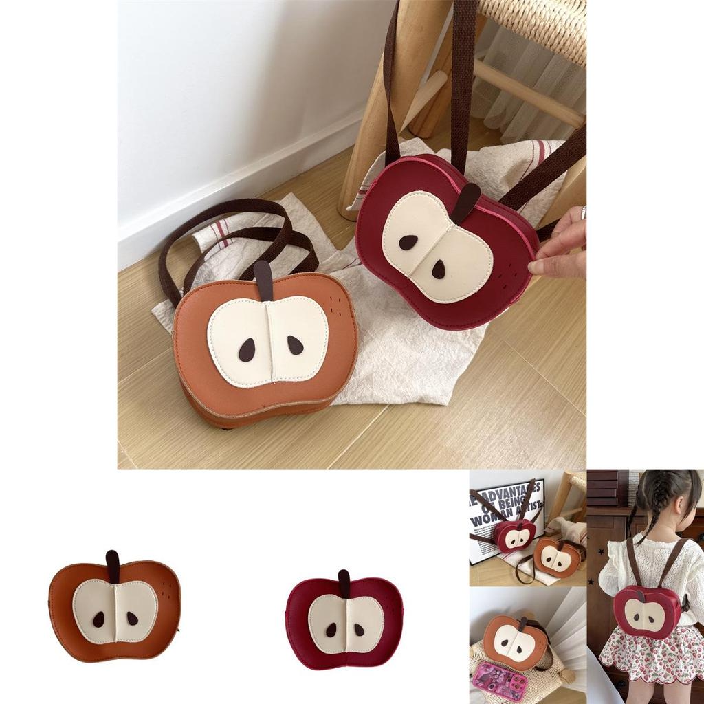 Childrens Apple Mini Backpack Pu Material Cartoon Girl Boy Casual Daily Use