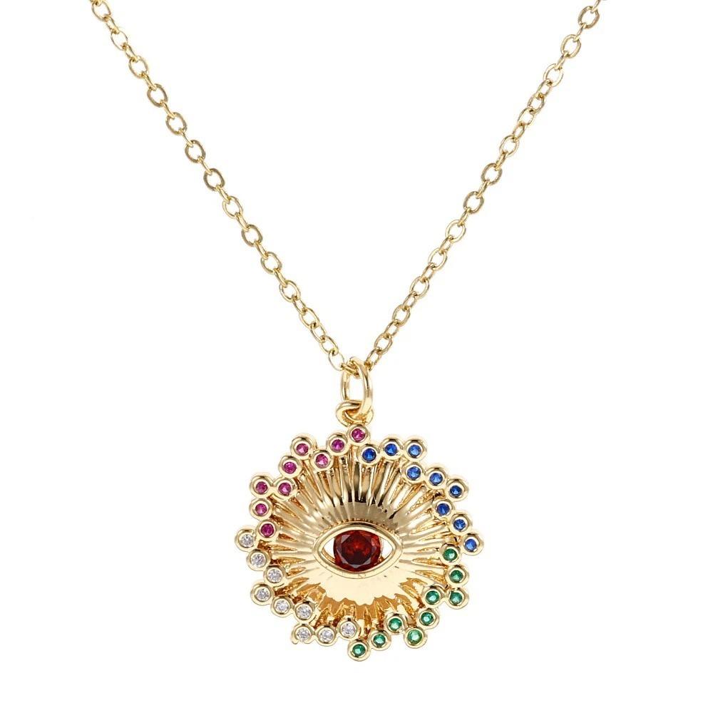 Vintage Demon Eye Necklace Rhinestone Turkish Eye Neck Chain Jewelry Devil s Eye Necklace Girls Style 8