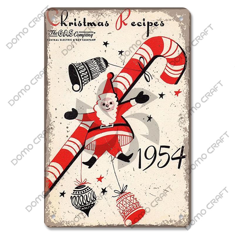 Merry Christmas Poster Vintage Metal Tin Signs Cakes Music Box Christmas Tree Metal Plaque Bakery Candy Shop Home Wall Decor