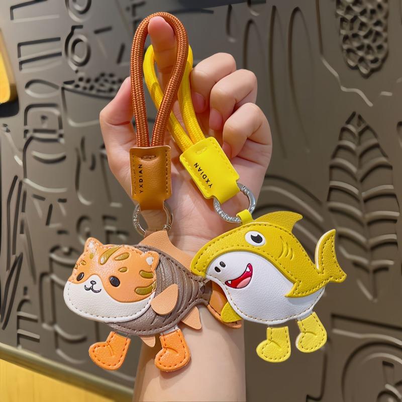 Cartoon PU Leather Shan Hai Jing Keychain Bag, Personalized Small Pendant Key Chain